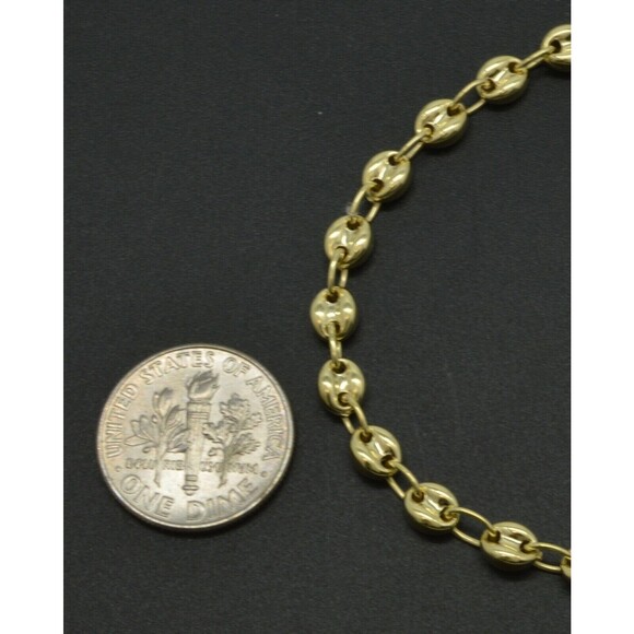 10K Yellow REAL GOLD Puffed Mariner Link Chain Necklace 4.5mm 20 22 2426" - Picture 3 of 5